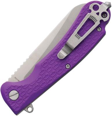 DGRSEFPRSWS — Couteau Daggerr Knives Smoke Eater DL Lame Acier 8Cr14MoV Sheepsfoot Partiellement Dentelée Stonewashed Manche FRN Violet Linerlock Ouverture Flipper Brise-Glace - Livraison Gratuite