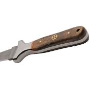 DM1423 Couteau de Botte Damas | Lame Acier Damas Dague | Manche Plaquettes Bois Garde Acier | Housse Cuir | Livraison Gratuite