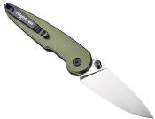 HTK06GRNS Couteau HIGHTRON Birdidi Lame Drop Point Acier D2 Manche Aluminium Vert Sécurité Button Lock -  Livraison Gratuite