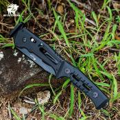 HXOFT19 — Hachette Pliante HX Outdoors Falcilux Lame Acier DC53 Noire Manche G10 Coffret Étanche - Livraison Gratuite