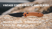 J1912GCO — Couteau CJRB Feldspar Vintage Copper Lame Acier S90V Drop Point Black PVD Noire Manche Cuivre Top Liner Lock - Livraison Gratuite