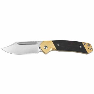 J1942SJBREB CJRB Pyrite Slipjoint - Couteau Pliant | Lame Bowie Acier AR-RPM9 Stonewash | Manche Bois + Laiton - Livraison Gratuite