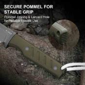 KI1096A2 Kizer Camp 180 - Couteau Fixe Outdoor Lame Drop Point Acier AEB-L Manche G10 Green Étui Kydex - Livraison Gratuite