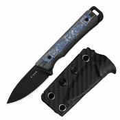 KI1108A1 Kizer Whiskey Jack – Couteau Lame Acier CPM-10V Black Manche Micarta & Blue Vortex Housse Kydex - Livraison Gratuite
