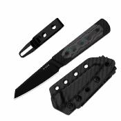 KI1123A1 Kizer Hallow | Couteau Lame Reverse Tanto Acier CPM-10V Black Manche Black Alu/Jazzy Camocarbon Inlays Housse Kydex - Livraison Gratuite