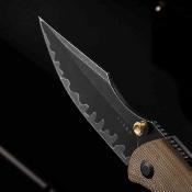 Ki4784A4 Kizer Harpoon Fold | Couteau Lame Drop Point Acier 3-Couches Composite | Manche Titane & Norplex UltreX™ Micarta Frame Lock - Livraison Gratuite