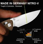 KIV34902CA2 Kizer T1 CD Clutch Lock – Couteau pliant Lame Acier Nitro-V manche G10 brun, clip deep carry réversible - Livraison Gratuite