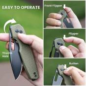 KIV3640A2 Couteau Kizer Dogfish | Lame Drop Point Acier Nitro-V Manche G10 Vert Olive  Button Lock - Livraison Gratuite