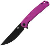 KKNJ336BK — Couteau Klaken Knives Flint Lame Acier Sandvik 14C28N 58-61 HRC Black Ti Coated Drop Point Manche G10 Noir et Rose Linerlock Clip - Livraison Gratuite