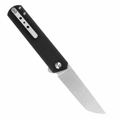 T2020T10 – Kansept Rolf Helbig Foosa – Couteau pliant Slip Joint Flipper – Lame Acier 154CM Stonewash Tanto – Manche G10 Noir – Livraison Gratuite