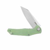 KUB158R — Couteau Kubey Flash Lame Acier Sandvik 14C28N Reverse Tanto Satiné Manche G10 Jade Linerlock - Livraison Gratuite