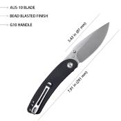 KUB344H Couteau Kubey Momentum Black Lame Acier Aus-10 IKBS - Livraison Gratuite