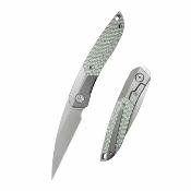 KUB406A KB Knives Spike | Couteau Lame Drop Point Acier M390 Beadblast | Manche Grey Titane & CFiber - Livraison Gratuite