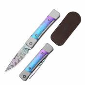 Ki2670A4 Kizer - Couteau Little Grand Manche Titane Cristallisé Lame Acier Damas Drop Point Slip Joint - Livraison Gratuite