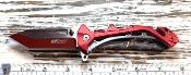 MTA997BRD Couteau Pliant MTech Rescue A/O | Lame Tanto Acier Two-Tone | Manche Red Aluminum Brise-Vitre & Coupe-Ceinture - Livraison Gratuite