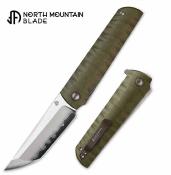 NMB2411GR North Mountain Blade - Couteau Kick Stop Chop Plus Lame Acier SLD Magic Tanto Manche G10 Vert Sculpté - Livraison Gratuite