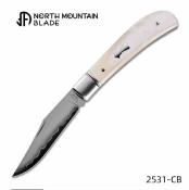 NMB2531CB North Mountain Blade - Couteau Lanny Thin Cattle Bone Manche Os Lame Acier SLD Clip Point Slipjoint - Livraison Gratuite