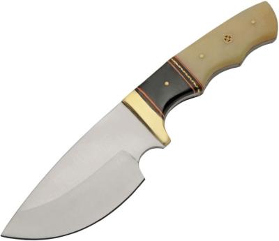 PA203452BO Couteau Skinner Buffalo Bone Lame Acier Inox Etui Cuir - Livraison Gratuite