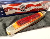 QAWB47 Couteau Queen USA Amber Winterbottom Bone Stockman – Lames Acier Carbone 1095 – Manche Os – Slip Joint – USA – Livraison Gratuite