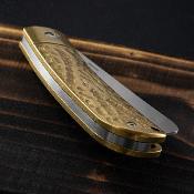 RR2284 Couteau Rough Ryder Apta Lame Cleaver Acier VG-10 Manche Laiton Slip Joint - Livraison Gratuite