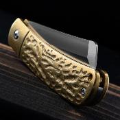 RR2284 Couteau Rough Ryder Apta Lame Cleaver Acier VG-10 Manche Laiton Slip Joint - Livraison Gratuite