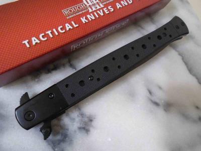 RR2645 Rough Rider – Couteau Lame Acier Inox Black Finish Manche G10 Black Assisted Opening Linerlock Clip – Livraison Gratuite