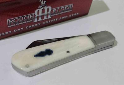 RR2708 Couteau Rough Rider Sheepfoot Barlow  | Lame Acier Inox | Manche Os Blanc | Barlow | Nail Nick | Slipjoint - Livraison Gratuite