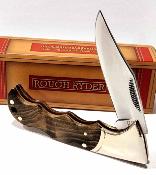 RR518 Rough Rider Finger Grooved Lockback – Couteau pliant lame  acier 440 Clip Point manche bois verrouillage lockback – Livraison Gratuite