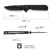 S240953 Couteau Sencut Aetheris Clip Point Lame Acier Inox 9Cr18MoV Manche Micarta Black Linerlock Ouverture Flipper - Livraison Gratuite