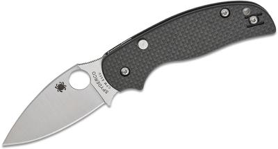 SC123CFBCL Couteau Spyderco Sage 6 Lame Leaf-Shaped Acier CPM-S30V Manche G10/FCarbone Noir - Livraison Gratuite
