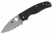 SC229SBK Spyderco Shaman – Couteau pliant Compression Lock Lame Acier CTS BD1N Crantée Manche FRN Noir Made USA - Livraison Gratuite