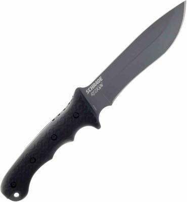 SCH1182522 Schrade Delta Class Reckon | Lame Fixe Drop Point Recurve Acier AUS-8 Manche TPE Noir Étui Injecté - Livraison Gratuite