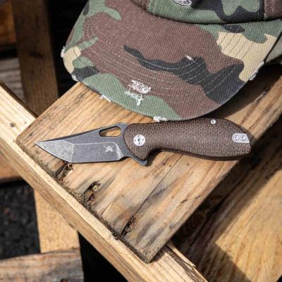 SKW67506 Skallywag Mudskipper Brown | Lame Tanto Modifiée Acier 14C28N | Manche Micarta Brun | Liner Lock | Clip Livraison Gratuite