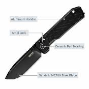 SRM7228BAB2 Couteau Pliant SRM Rubik | Lame Acier 14C28N Black Titanium | Manche Black Aluminum Ambi Lock - Livraison Gratuite