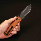 SRM7228BMN2 SRM Rubik 7228B-MN2 | Couteau Lame Laminée Acier 140Cr Noire | Manche Micarta Brun | Verrouillage AMBI Lock - Livraison Gratuite
