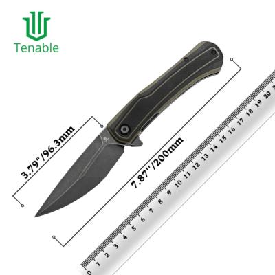 T1024A4 Couteau Tenable Kratos Pliant Drop Point Acier Nitro-V Manche G10 Black&Green Sécurité Liner Lock - Livraison Gratuite 