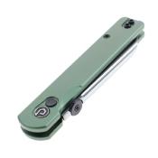 TD013OD Couteau Defcon Operator Tanto Reverse Lame Sandvik 14C28N Manche Aluminium OD Green Sécurité Button Lock - Livraison Gratuite