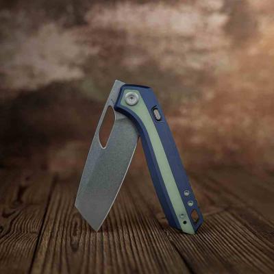VOSA1814 Vosteed Kroc | Couteau Lame Reverse Tanto Acier S35VN SW | Manche Dark Slate Blue Aluminum & Glow G10 Inlays - Livraison Gratuite