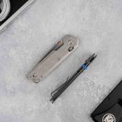 VOSA3509 Couteau Vosteed Parallel A3509 | Lame Reverse Tanto Acier S35VN  Manche Titane Arctic Crackle | Crossbar Lock - Livraison Gratuite