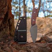 VOSD0803 Vosteed Inferno | Couteau Lame Acier 14C28N Stonewash | Manche Copper Raindrop Micarta Housse Kydex - Livraison Gratuite