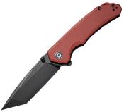WLMC2023BCP — Couteau Pliant Civivi Brazen Linerlock Lame Acier D2 Black Stonewash Manche Plaquettes Burgundy G10 Thumb Stud Livraison Gratuite