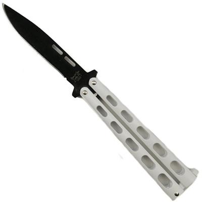 Couteau Papillon Balisong Butterfly Bear & Son Carbon 1095 Manche Zinc Made USA BC115W - Free Shipping