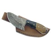 Couteau Damas 128 Couches Butcher Manche Bois & Corne Etui Cuir DM1062 - Free Shipping