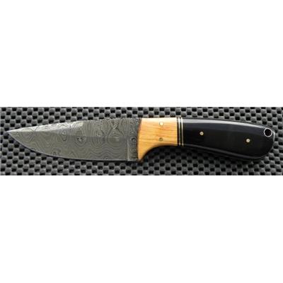 Couteau Damas The Wedge Fixed Blade Acier 256 Couches Manche Corne/Bois Etui Cuir DM1072 - Free Shipping