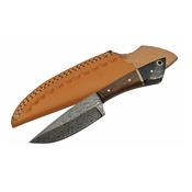 Couteau Damas Skinner Lame Acier 256 Couches Manche Walnut/Horn Etui Cuir DM1123HN - Free SHipping