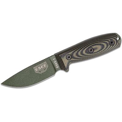 ES3PMOD003 Couteau ESEE ESEE-3 Od Green Lame Carbone 1095 Manche Od Green/Black G10 USA - Livraison Gratuite