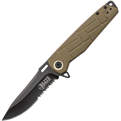 ETA001TNS Couteau Elite Tactical Tan Lame Acier 8Cr13MoV Serrated - Livraison Gratuite