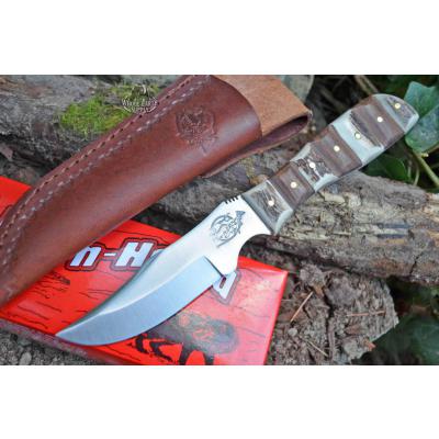 Couteau de Chasse Fox-N-Hound Hunter Acier Carbone/Inox Manche Bois & Bois de Cerf FH621 - Free SHipping