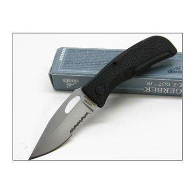 Couteau Gerber E-Z Out Junior Acier Carbone/Inox Serrated Manche Zytel Made In USA G6551 - Free Shipping