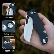 KUB363A Kubey 10-8 - Couteau Rescue Button Lock Lame Acier 14C28N Manche G10 Noir Belt Cutter Brise-Vitres Roulements - Livraison Gratuite